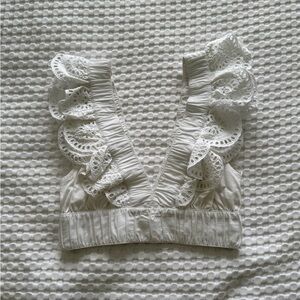 Abercrombie & Fitch White Lace Ruffle Tank Top